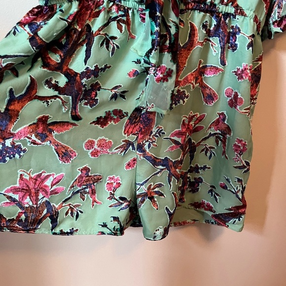 Boohoo Mint Green Floral jumper velvet embossed pattern birds - Picture 5 of 13